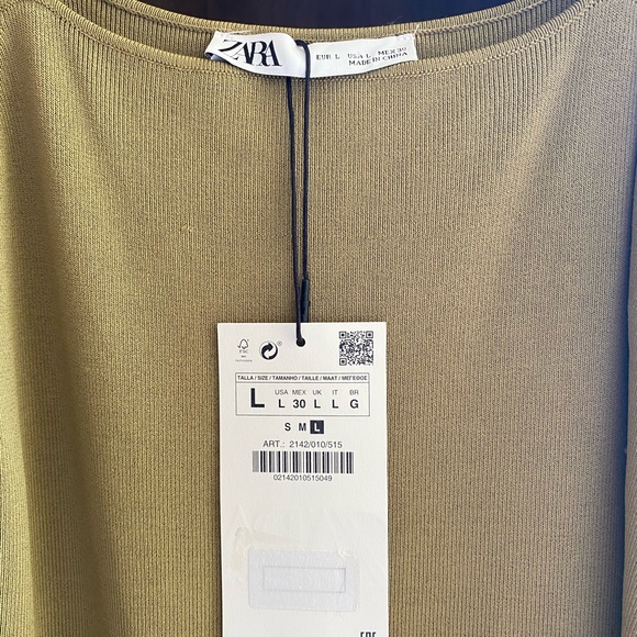 NWT Zara Bandage Puffy Sleeved Dress Olive Green Size Large - Picture 8 of 13